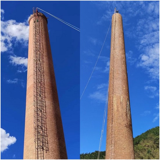 拆除高危煙囪，保障群眾居住安全